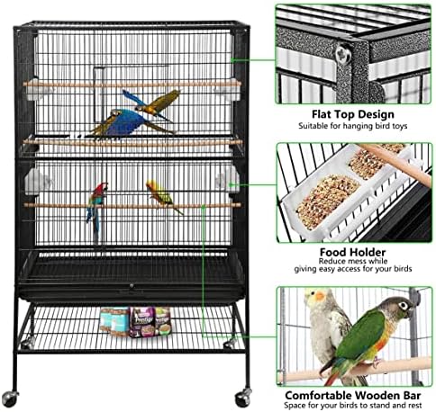 JHSOMDR Bird Cage 52 inčni kavez za kovano kovani parrot za koktele Afrički sivi Quaker Parrotlet Green