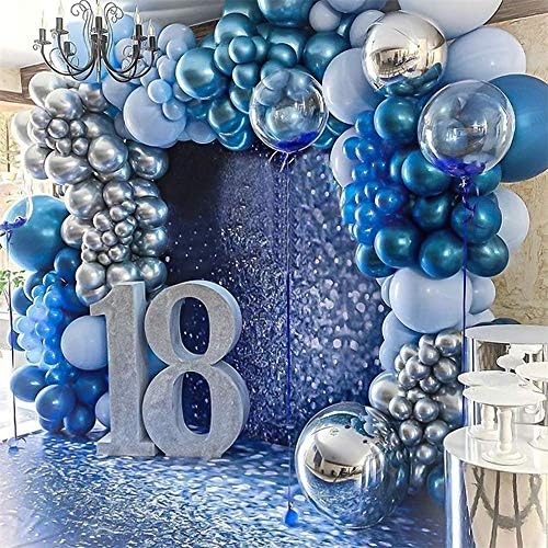 Nalwort metalik plavi balon komplet 147kom 18in 12In 5In metalik Sliver Macaron plavi biserno plavi prozirni