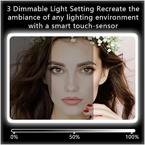 QEBIDVL Osvijetljeno ogledalo za šminkanje dodirni ekran 5x7 inča 3 boje svjetlosni načini prijenosni stol