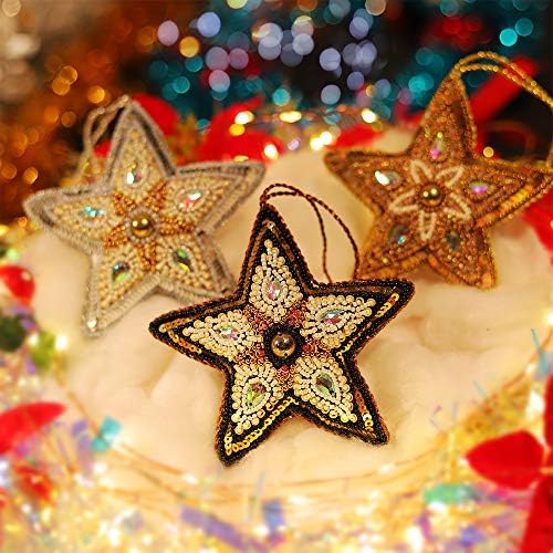 Megadi Zvijezda Božić Ornament Zlato Srebro Crna Božić Drvo Holiday Dekoracije Set Neraskidivi Božić Viseći