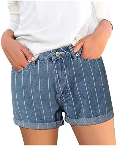 HDZww Regular Fit Lounges Radne kratke hlače Lady Summers Niska rasta mekana pruga Jean kratka elastična