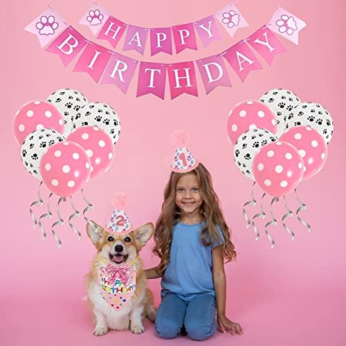 Odjeća za rođendansku djevojku za pse, potrepštine za rođendanske zabave za pse uključuju šešir od bandane