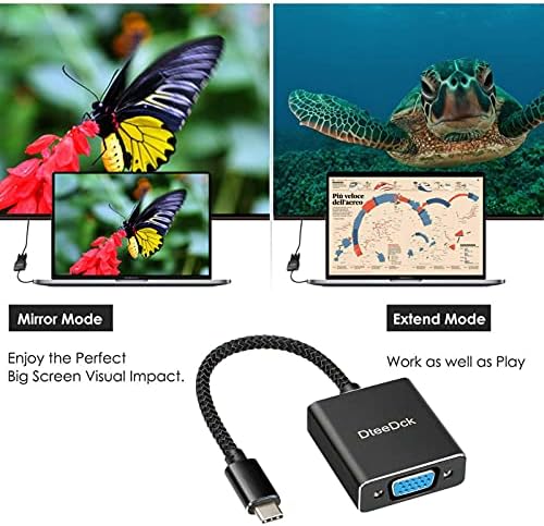 DTEEDCK USB C do VGA adaptera 2 Pack, USBC do VGA, USB Type-C u VGA kabel pletenica za MacBook / Pro / Air