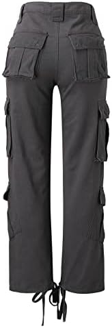 Ženske crne pantalone sa visokim strukom za žene Plus Size elegantne ravne Demin kargo pantalone sa džepom