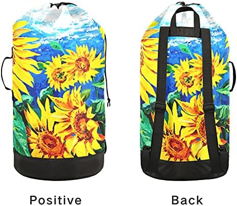 Žuta Sunflowers torba za pranje veša za teške uslove rada ruksak za pranje veša sa naramenicama i ručkama