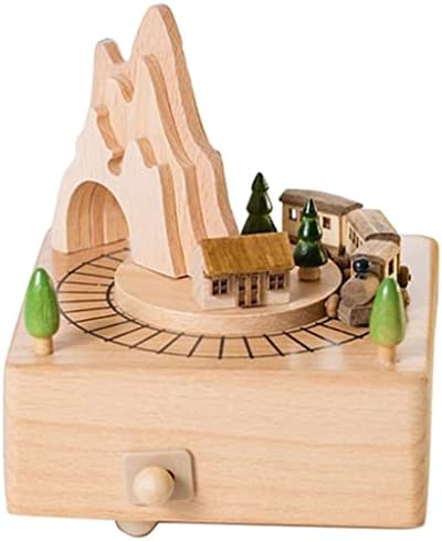 Dlvkhkl Drvena muzička kutija sa planinskim tunelom sa malim pokretnim mrežama