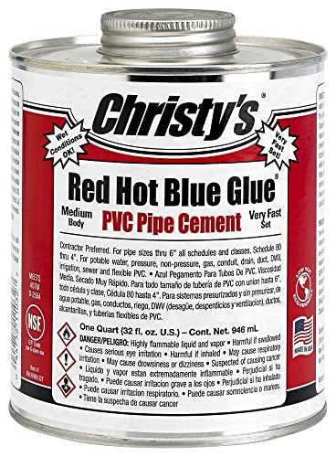 Christy's Crveno vruće jasno ljepilo PVC cement - srednje tijelo, vrlo brz set, nizak voc, 1 pinta