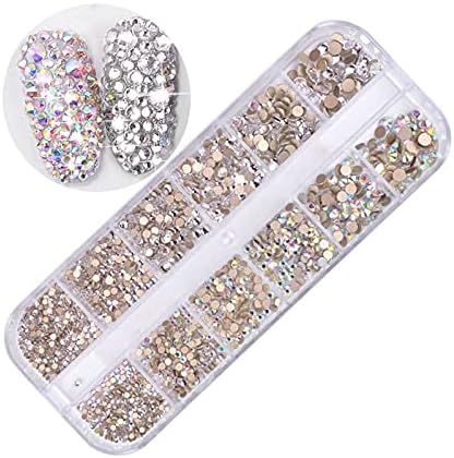 12 Mreža / Set ravnih leđa AB Crystal Nail Rhinestones 3D Glitter Diamond Nail Art dekoracije Gems kamenje