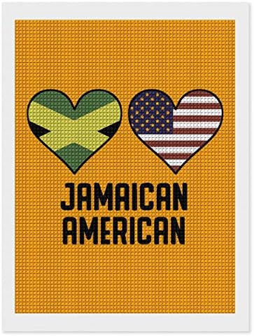 Jamajke američke srčane zastave Dekorativne dijamantske slike Smiješne 5D DIY pune bušilice Dijamantne tačke na slikama Kućni dekor 12 x16