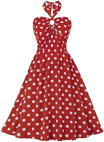 Vintage Audrey haljina za žene 1950-ih Polka tačke sa Halter vratom bez rukava labava Swing haljina Retro