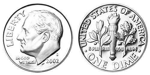 2002 S Roosevelt Proof Silver Dime 10c DCAM US Mint