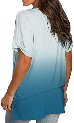 i majice ženske gradijentne majice V-izrez ženski vrhovi labavi rukavi kratka Moda Casual ženska bluza majica