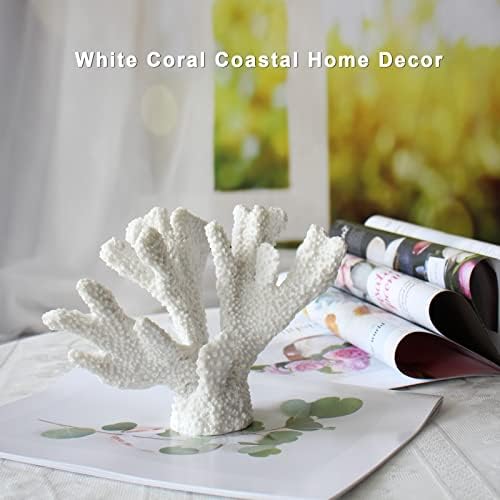 Afadorljiva smola Colal Coral Decor, Faux Bijela koral grebena ukrašava na plaži, tema na plaži dnevni boravak