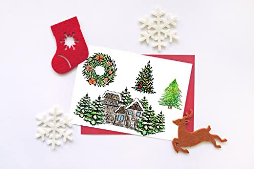 Alibbon Božićne stabli Jasne marke za izradu kartica i foto album ukrasi, vijenac markice, zimska kuća prozirna