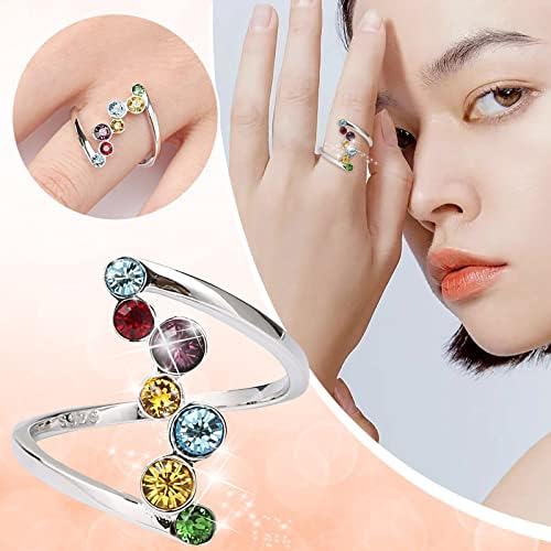 2023 Novi umetnuti obojeni okrugli kameni prstenovi za žene priznanje za priznanje od nehrđajućeg čelika