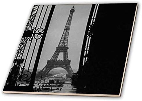 3D Rose Eiffel Tower Champs de Mars iz Trocadoer Palace Pariz Francuska Vintage keramička pločica, višebojna