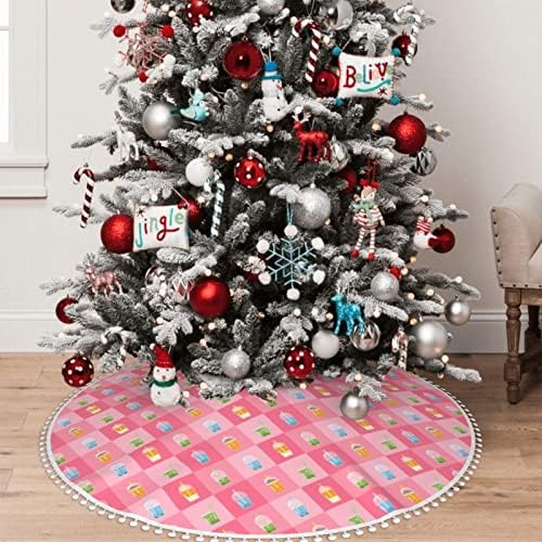 Suknja za božićnu drvvu sa pom trim vektor-mjehurići-čaj za odmor Božićni ukrasi 48