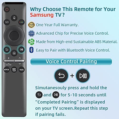 Premium Voice Daljinski upravljač za Samsung Smart TV sa glasom, uključujući sve QED 8K 4K HD Samsung TV.
