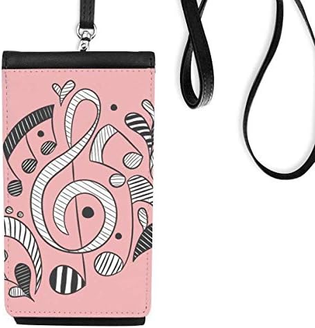 Horizontalne pruge Glazba Note Pink Telefon novčanik torbica Smartphone Viseći umjetnička koža crna
