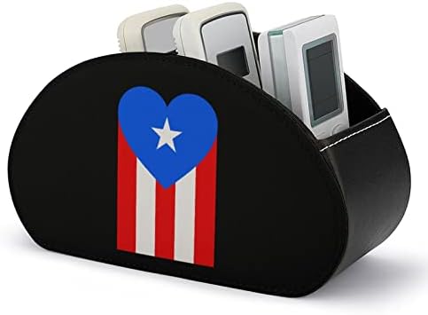 Portoriko zastava srca PU kožni daljinski upravljač Držač za stolni prostor za pohranu s 5 odjeljaka