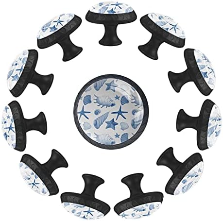 12 komada morskih školjki morske zvijezde staklene dugmad za Komode, 1,37 x 1,10 u okruglim kuhinjskim ormarićima