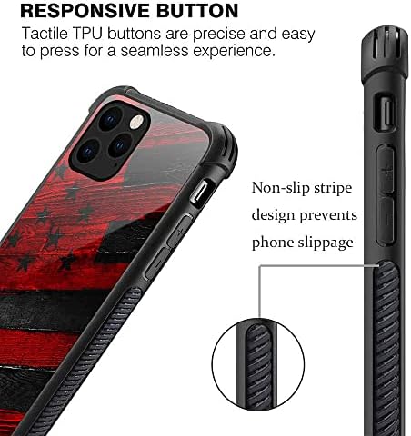 DJSOK kompatibilan s futrolom za iPhone 13 pro max, crno crveno drvo zrno američke zastave max muškarci