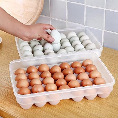 CHDHALTD prozirna ladica za jaja za svježe čuvanje, 34 mreže ladica za jaja sa poklopcem za kuhinjski frižider