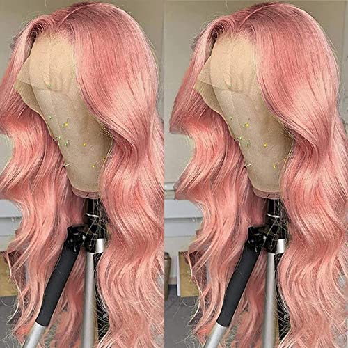 Fugady Pink Lace Prednja Perika Wave Wig Sintetička Čipka Prednja Perika