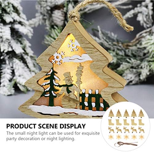 Toyandona 2pcs LED božićni ukrasi Xmas Drvena svjetlost Up Snowman Reindeer ukras za rezanje za odmor za