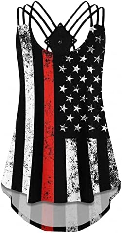 Žene 4. jula Patriotski tenk Najbolji ljeto U-izrez majica bez rukava Vest američka zastava tiskani Cami