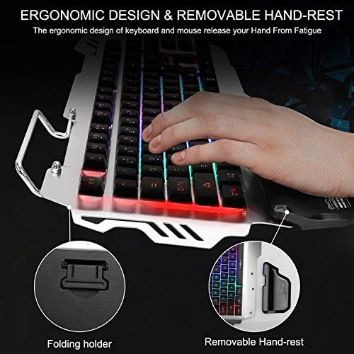 FENIFOX Gaming tastatura i miš, ožičeno pozadinsko osvjetljenje Rainbow ergonomski mehanički osjećaj Led