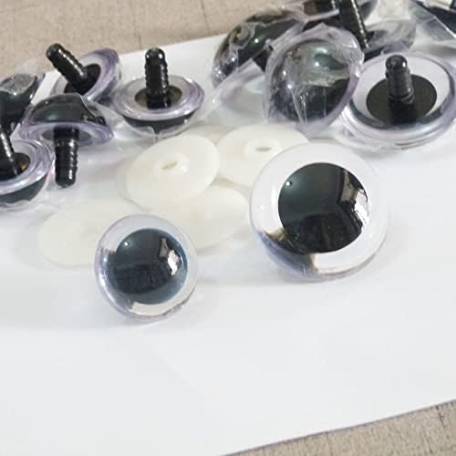 Huongjojo 40pcs / LOT-20-22-24-26-28-30-40mm Okrugli oblik Plastični igrački oči Sigurnosne oči i AMP /
