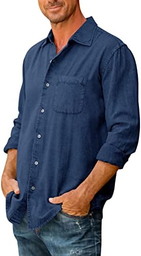 Ruke Muns Denim dugi rukav s dugim rukavima dolje majica Ležerne sa izdržljivim labavim jean majicama sa džepom prsa