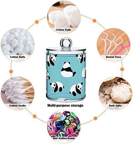 Hjjkllp 4 Pakovanje Slatka Panda Clear Plastic Apotekarska posuda za pamuk, pamučni sboj, pamučni, floss,