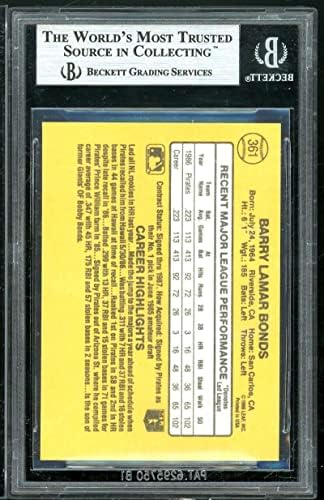 Barry Bonds Rookie Card 1987 Donruss 361 BGS 8.5