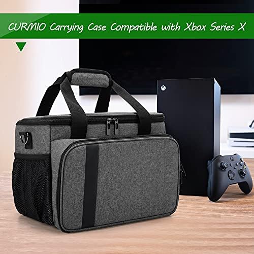 Curmio CASE CASE kompatibilan sa Xbox serije X Game Console i pribor, prijenosna torba za nošenje s remenom