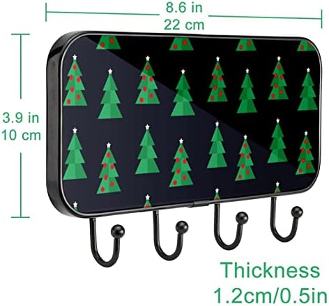 Božićni stablo print kaput nosač zidni nosač, ulazni nosač kaputa sa 4 kuka za kapute kaputi za ručnik torbica
