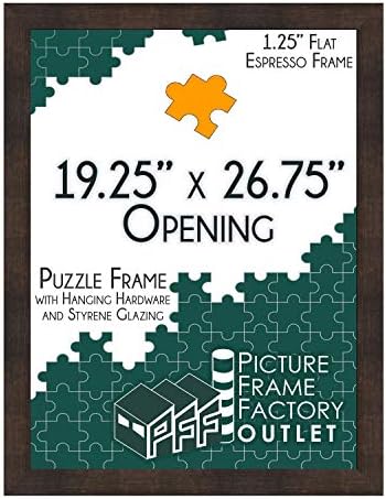 -19.25x26.75-1.25 Flat Espresso profil - Puzzle Frame - Hangel Hardware i pleksiglas uključeni