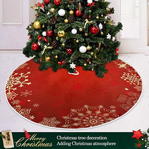 Alaza Christmas Drvo ukras, mali mini stablo suknje za suknju 35,4 inča sa crvenom božićnom karticom za