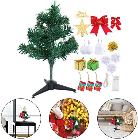 AMOSFUN TABLETOP MINI LED BOŽIĆNO Drvo sa minijaturnim ukrasima Božićni ukrasi stola Centerpises 30cm