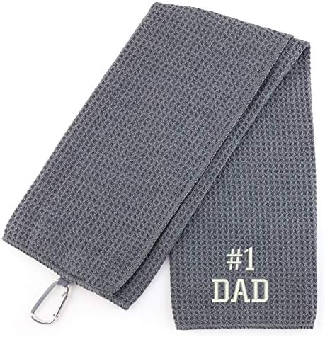 Trendy Odjeća Broj br. 1 Otac izvezeni trifolda peškir od mikrovlakana sa karabinom - crna