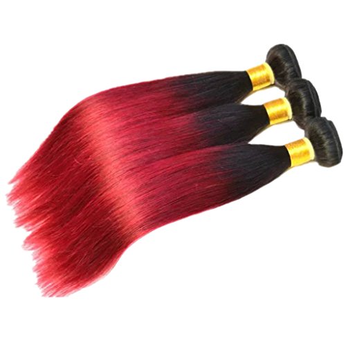 YanT HAIR 6a Grade brazilska Djevičanska kosa ravna ljudska kosa tkati 3 snopove 16 inča T1b / crvena