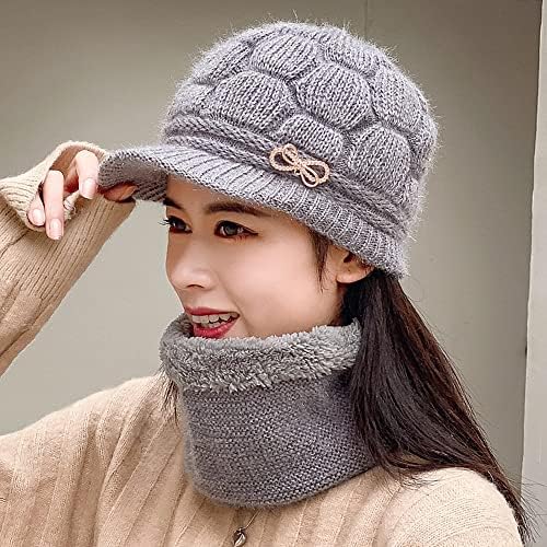 Ženska zimska topla elastična mekana zaštita uha Pleteni šal šešir runo obložen ženskim ženom