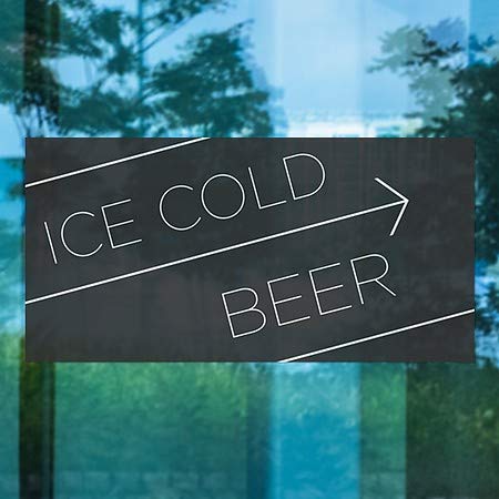 CGsignLab | Ledeno hladno pivo-jezično crno prozor Cling | 24 x12