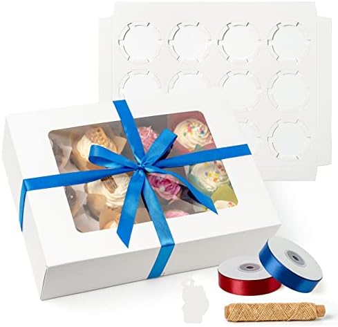 Katbite Cupcake kutije, 15-Set Cupcake kontejneri 12 Count, Kraft debele Cupcake carrier kutije za hranu