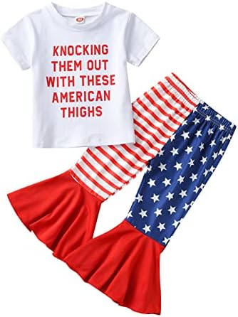 Dječja djevojka Poklon set Toddler Girls s kratkim rukavima Stripe zvijezda USA zastava 4 srpnja Torbe The
