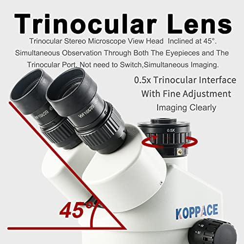 KOPPACE 3.5 X-180x Trinokularni Stereo mikroskop sa dvostrukim nosačem za kontinuirano zumiranje.