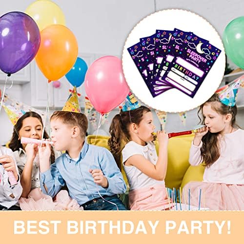 Pozivi za rođendan za spavanje, 20 kartica sa kovertima, odrasli Kids party slavne ukras za ukrašavanje