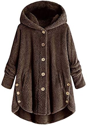 Žene plus veličine sa kapuljačom sa kapuljačom plišane vrhove - casual zimski vuneni kaput zimska jakna