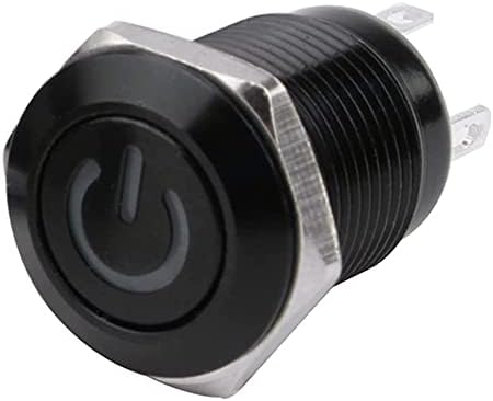 NYCR 12MM vodootporni oksidirani crni metalni prekidač sa LED svjetiljkom Momentalni zasum za zatvaranje PC snage 3V 5V 6V 12V 24V 220V